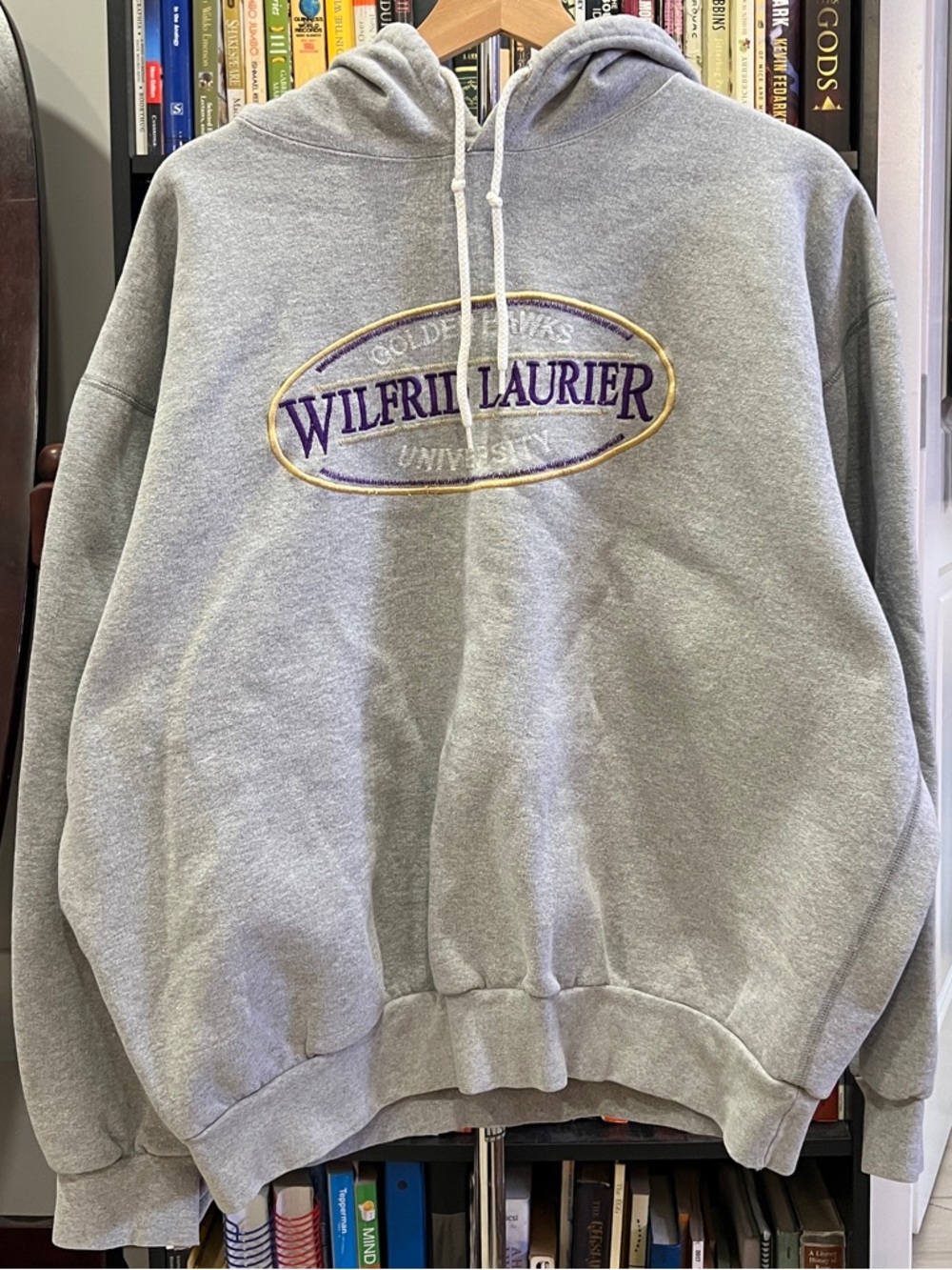 VINTAGE Embroidered Wilfrid Laurier University Grey Hoodie